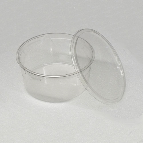 6.75 inch 48 oz Clear Punched Deli Cups with Lids