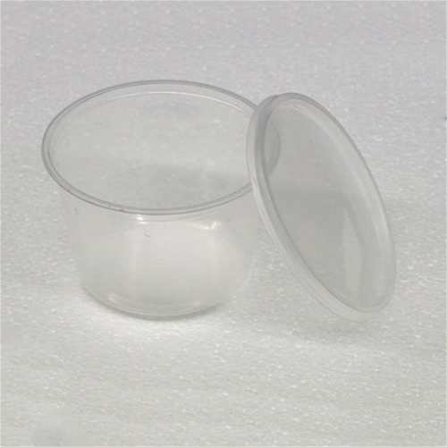 4.5 inch 16 oz Semi-Clear Punched Deli Cups with Lids